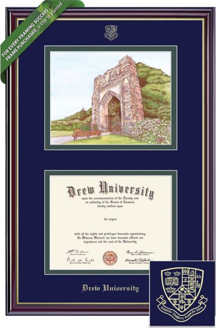 Drew University 8'' x 10'' Windsor Diploma Frame with Lithograph