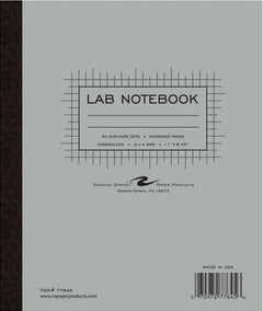 Science Lab Notebook Carbonless 4x4 Graph Ruled 50 Numbered Sets 9.25 IN x 11 IN Hard Board Covers 15# White/Canary Paper